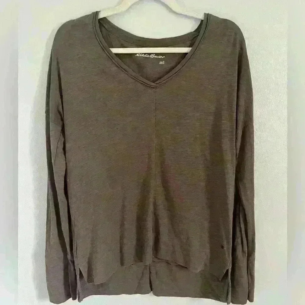 Eddie Bauer Women’s Dark Grey Long Sleeve Tee Size Small